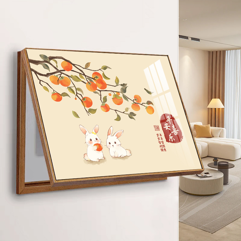 电表箱装饰画新中式免打孔遮挡配电箱现代简约餐厅电闸盒挂画壁画