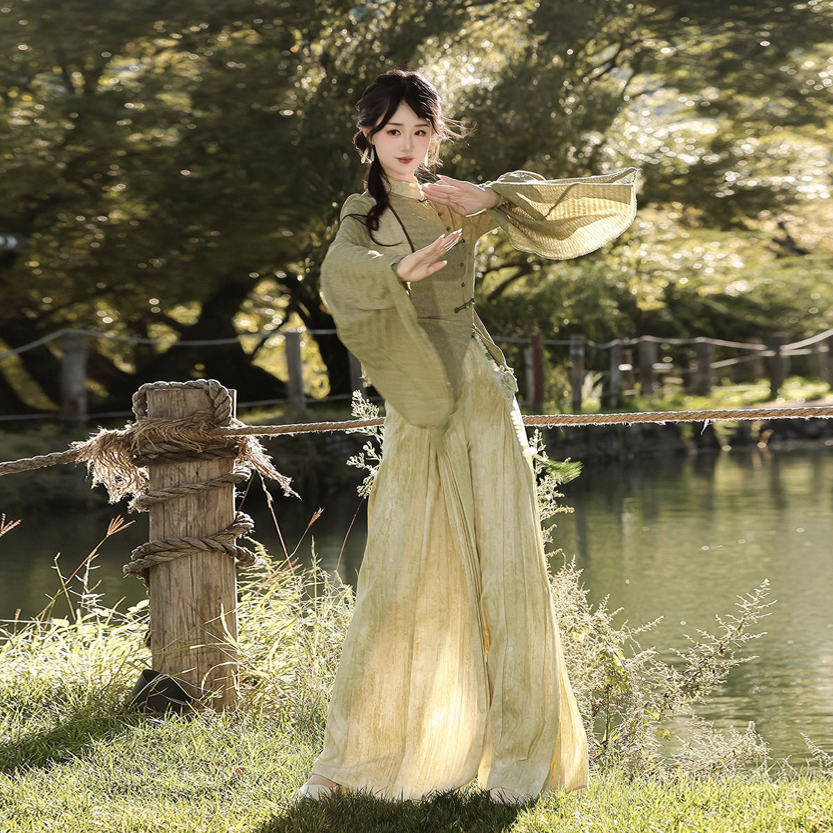 倚梦阁原创青提集汉服女中国风改良汉元素新中式上衣裤子套装9297,淘宝优惠券,粉丝福利购,淘宝优惠卷