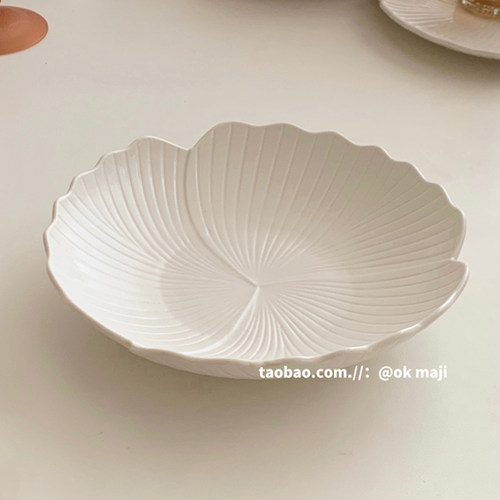 ok maji韩国ins复古花型陶瓷餐具菜盘子家用意面西餐盘水果沙拉盘 - 图3