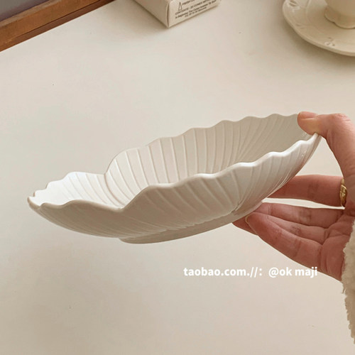 ok maji韩国ins复古花型陶瓷餐具菜盘子家用意面西餐盘水果沙拉盘 - 图1