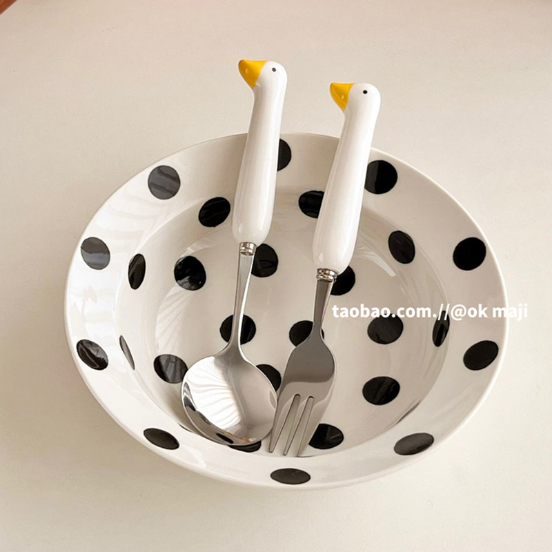 ok maji可爱小勺子不锈钢漂亮叉子勺子家用喝汤调羹吃饭专用汤匙,淘宝优惠券,粉丝福利购,淘宝优惠卷