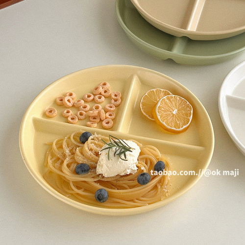 211分格餐盘大人减脂减肥专用分餐盘陶瓷一人食早餐盘三格盘子 - 图0