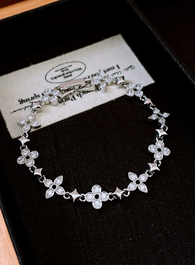 四瓣花卡扣手链锆石星星精致时尚百搭手环简约高级感气质小众手饰