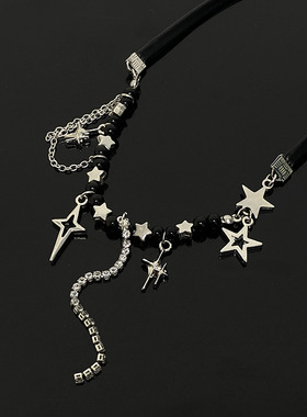 五角星流苏项链暗黑风金属颈链精致简约小众设计锁骨链个性项饰女