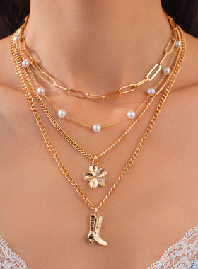 海星吊坠仿珍珠项链颈链