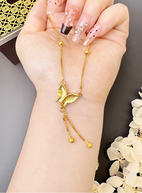 蝴蝶项链手链套装轻奢高级感简约百搭铜镀金饰品首饰配饰久不掉色