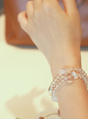 6MM白水晶手串五行能量水晶气质清透新中式高级感水晶手链手饰品