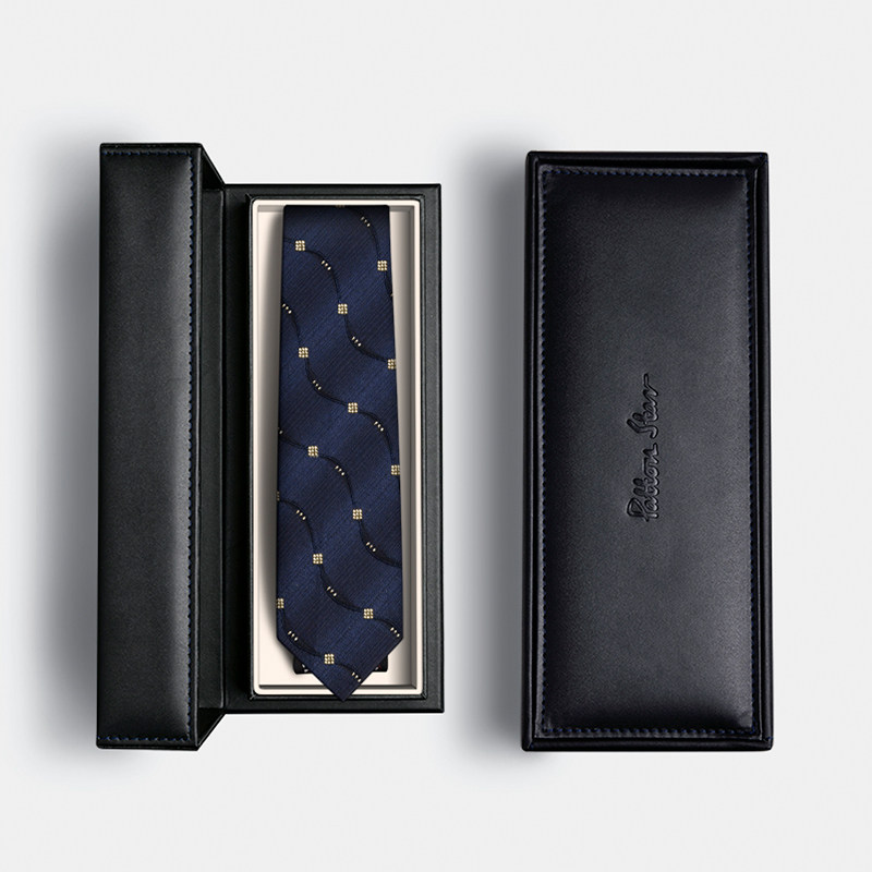 [秋冬新品]PATTON STAR巴顿星藏青条纹高级领带男正装商务礼盒装,淘宝优惠券,粉丝福利购,淘宝优惠卷