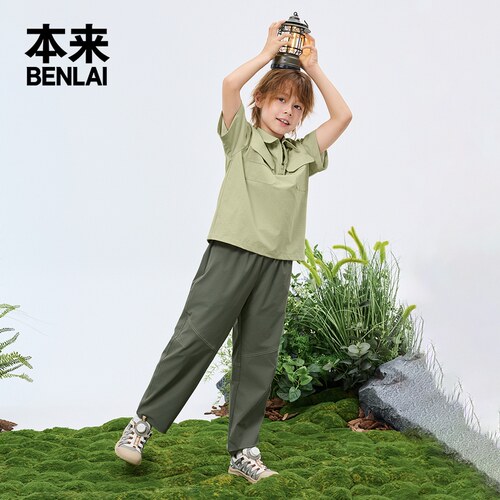 本来BENLAI男童易打理工装短袖衬衫25秋季新款宽松衬衣BTA250010 - 图0