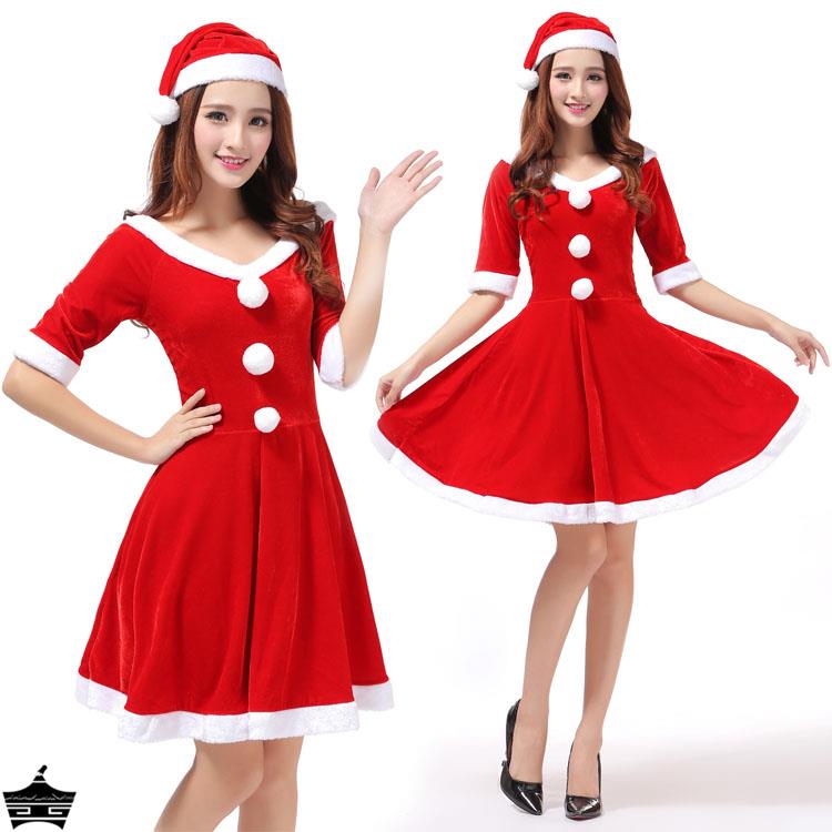 圣诞老人服装衣服圣诞节服装成人女装制服服饰套装裙加大码圣诞服