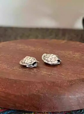 S925银 龟甲银镀金古法金diy龟甲吊坠挂件饰品配件文玩背云弟子珠