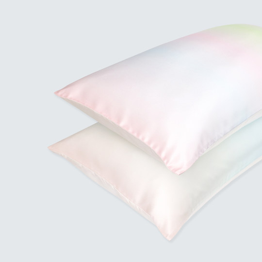 The mole彩虹双面AB版重磅真丝枕套桑蚕丝丝绸成人儿童枕套亲子款