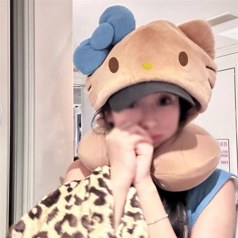 高颜值可爱小猫卡通午睡飞机护颈旅行坐车可携式办公室连帽帽子枕,淘宝优惠券,粉丝福利购,淘宝优惠卷