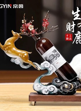 京茵铜梅花鹿装饰品新中式酒柜对鹿工艺品摆设老板办公室乔迁摆件