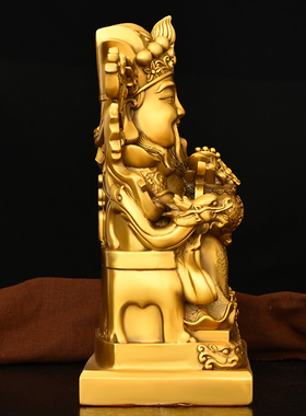 纯铜财神爷佛像家用供奉请财神爷摆件店铺饭店开业文财神装饰摆设