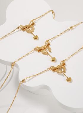 珩钻锁骨链女在逃公主项链蝴蝶结吊坠金锦鲤锁轻奢不掉色正品时尚