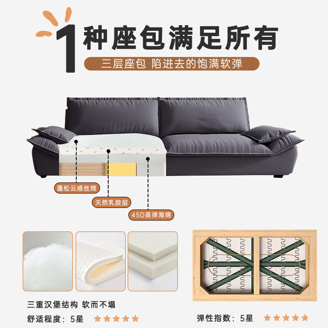 American minimalist black fabric sofa living room small apartment modern simple light luxury three-person straight sailing sofa