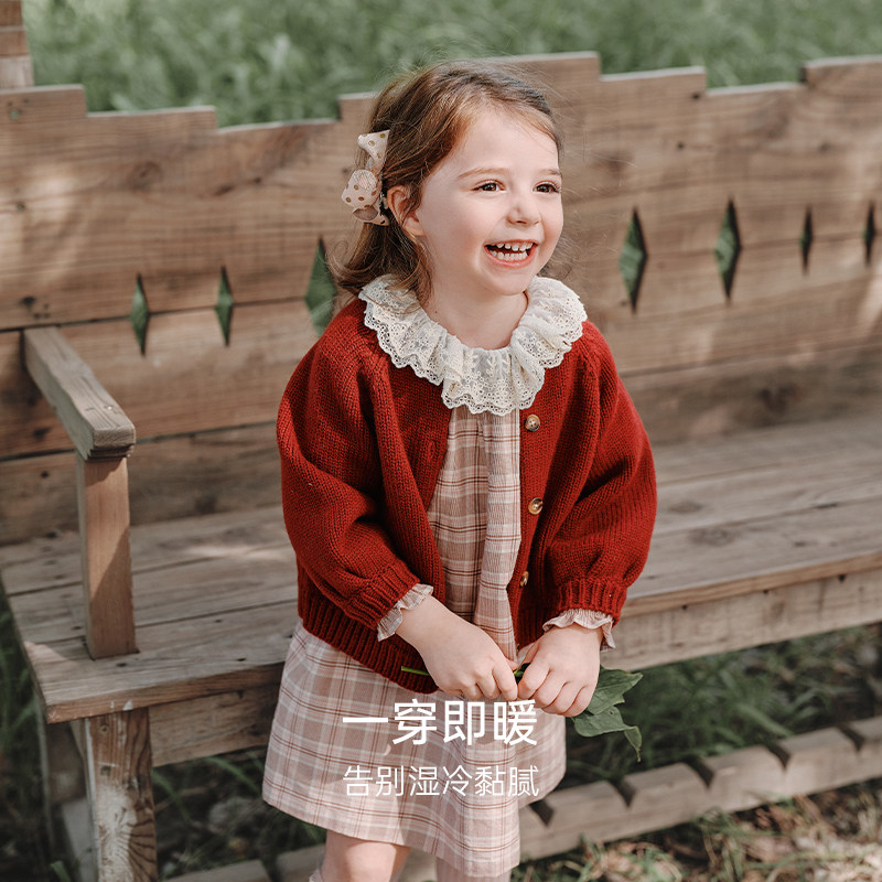 【新品】Oak Family女童开衫毛衣宝宝圆领羊毛针织衫上衣冬外套,淘宝优惠券,粉丝福利购,淘宝优惠卷