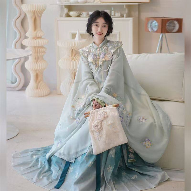 醉时阁【幽幽如兰】原创汉服明制长衫马面裙重工刺绣云肩加内里,淘宝优惠券,粉丝福利购,淘宝优惠卷