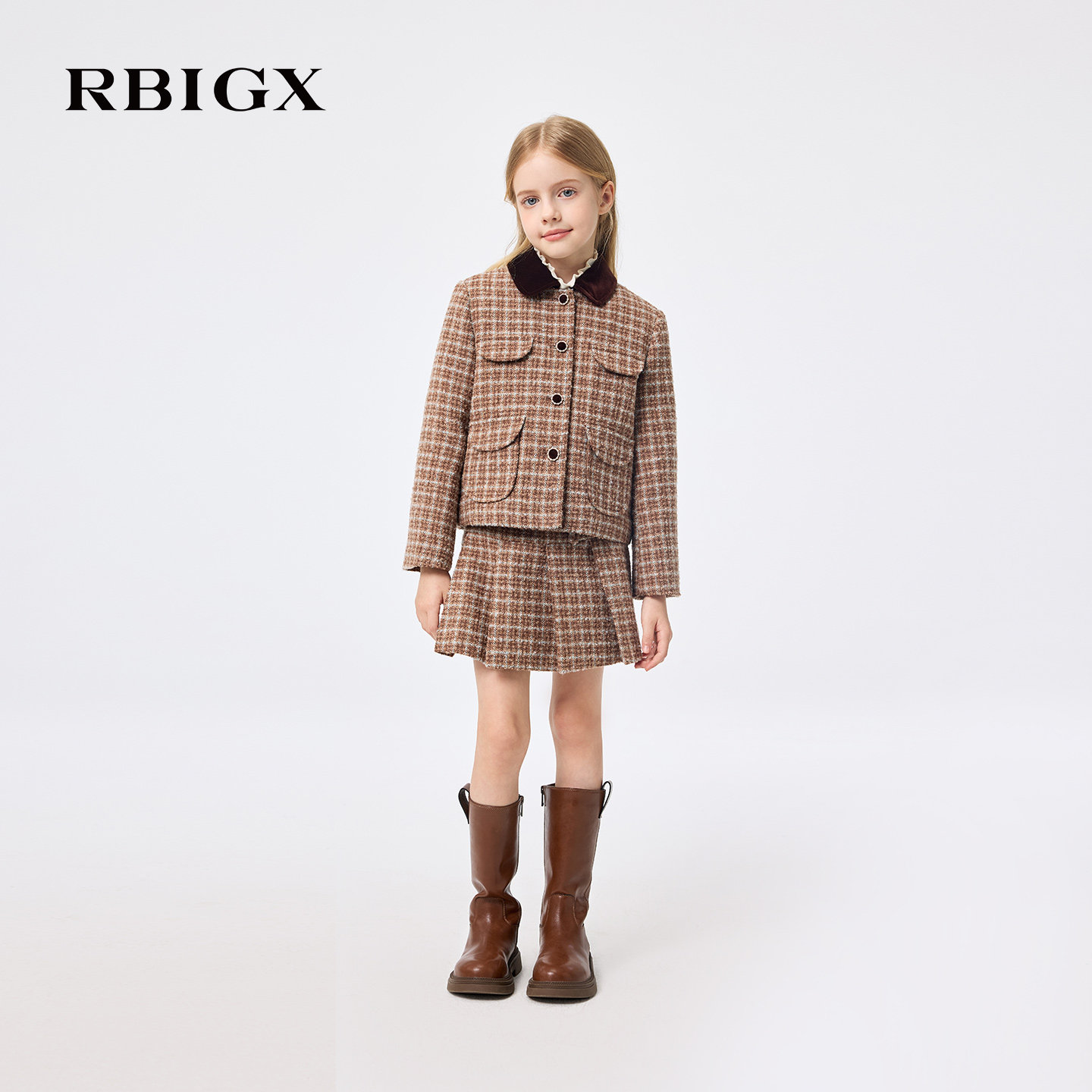 【商场同款】RBIGX瑞比克童装25冬季新款格子高雅小香风百褶裙子,淘宝优惠券,粉丝福利购,淘宝优惠卷