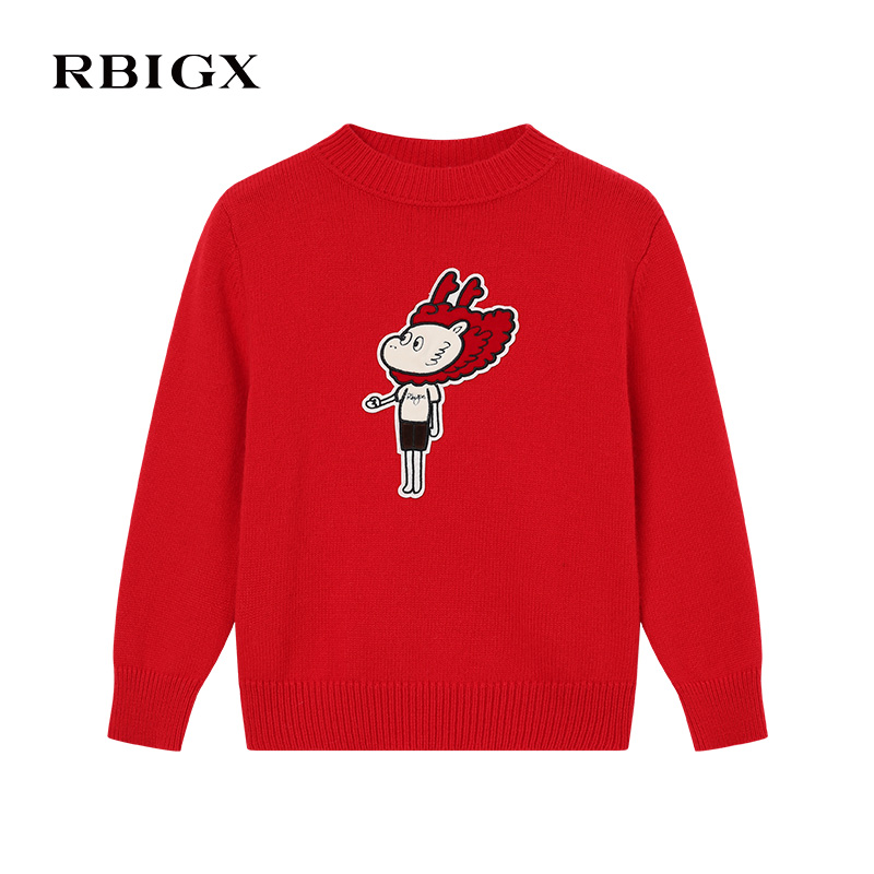 RBIGX瑞比克童装冬季新款儿童潮流百搭小龙人新年衣服图案针织衫