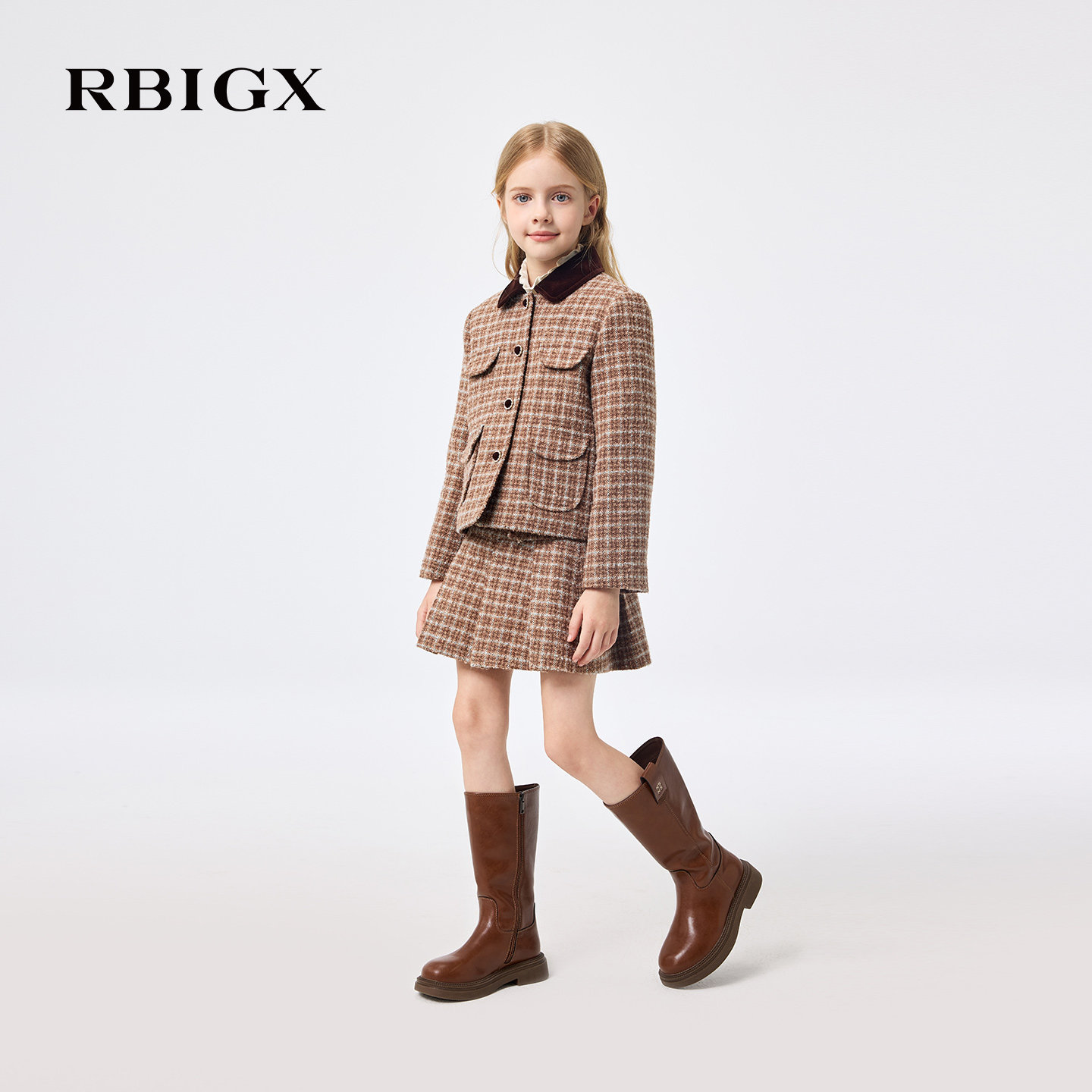 【商场同款】RBIGX瑞比克童装25冬季新款格子高雅小香风百褶裙子,淘宝优惠券,粉丝福利购,淘宝优惠卷