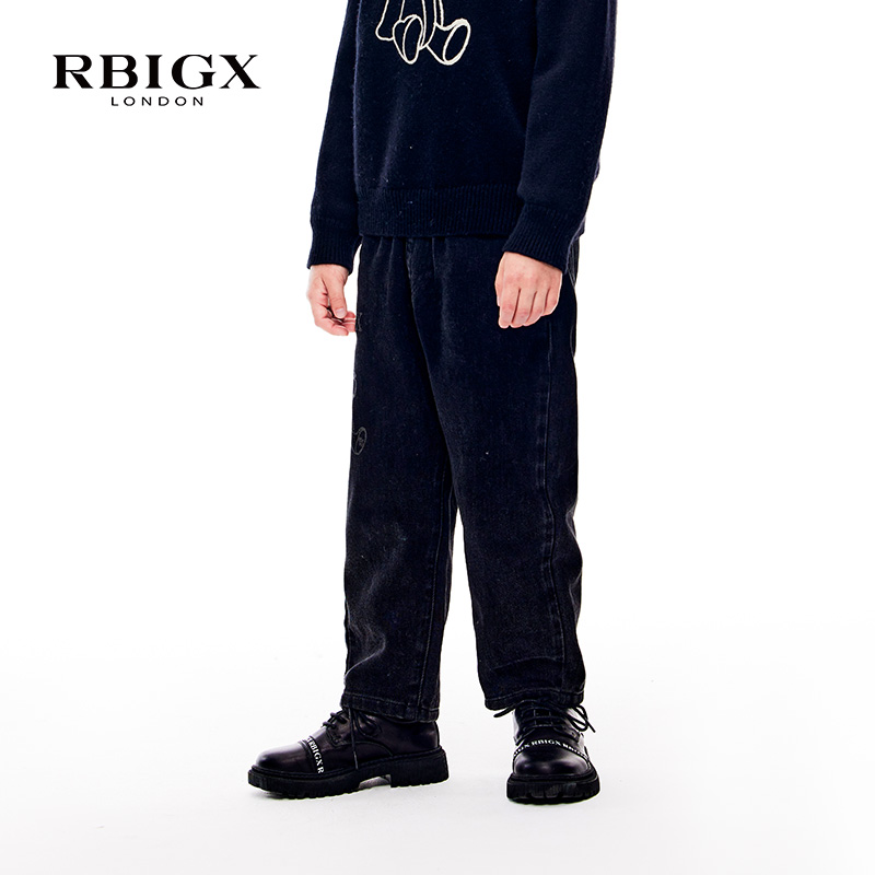 RBIGX瑞比克童装童装儿童潮流休闲帅气趣味洋气印花牛仔裤