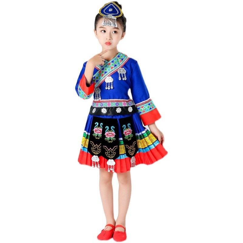 三月三儿童侗族男女童广西壮舞蹈服 港芙宣民族服装/舞台装