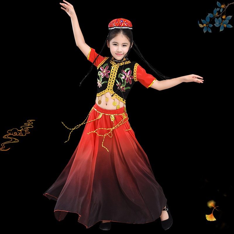 新疆舞蹈儿童小小古丽维吾尔族幸福 港芙宣民族服装/舞台装