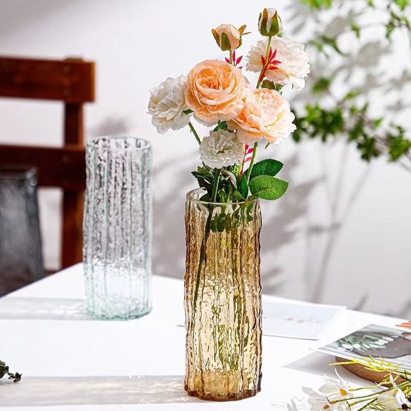 花瓶ins风高颜值直筒网红极冻冰川花瓶透明玻璃插花鲜花客厅摆件 - 图3