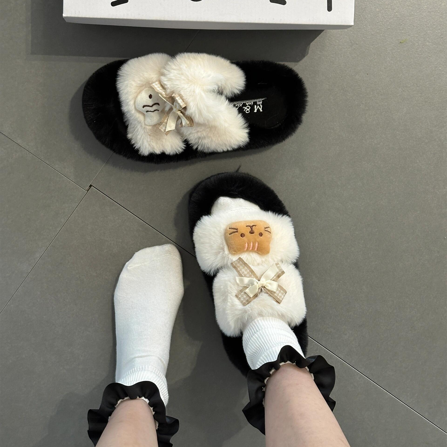 毛毛拖鞋女百搭秋冬季新款外穿厚底加绒防滑可爱2025超火棉鞋女士-图0