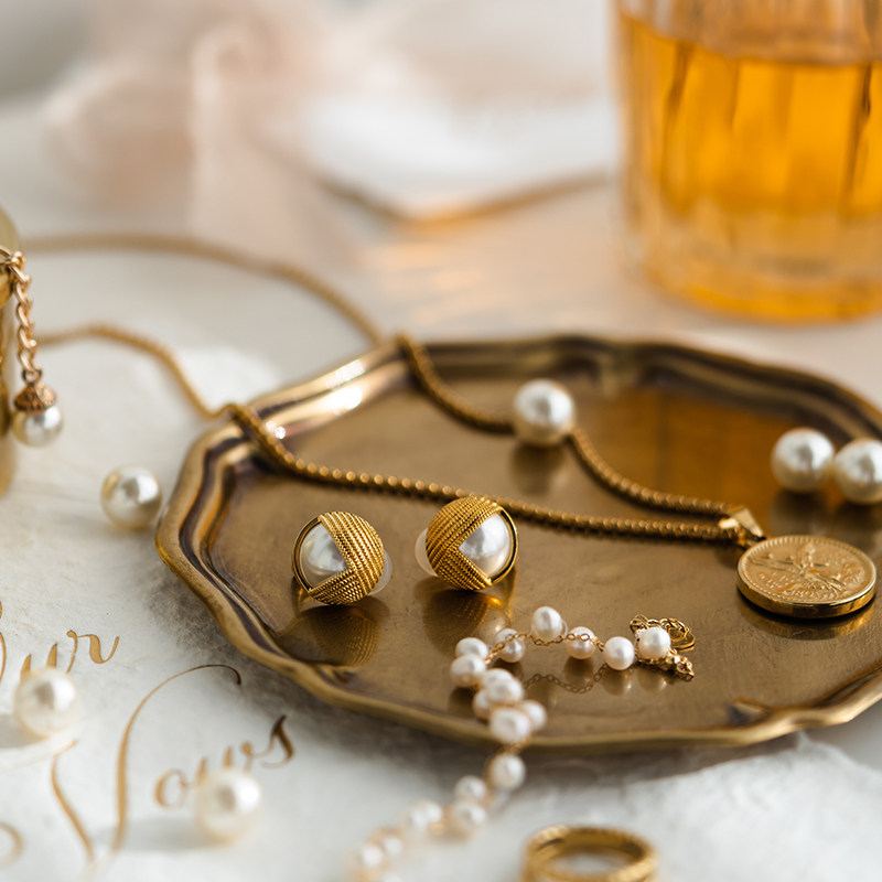 Retro法式复古小托盘黄铜做旧圆形香薰托盘ins风玄关首饰收纳盘,淘宝优惠券,粉丝福利购,淘宝优惠卷