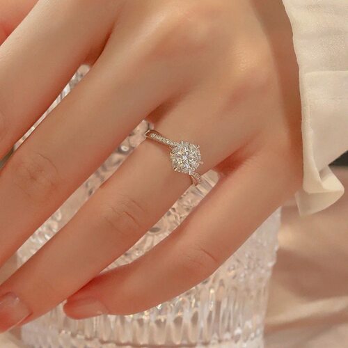 结婚戒指一对仿真莫桑对戒钻戒活口女戒求婚结婚拍照道具送女友 - 图3
