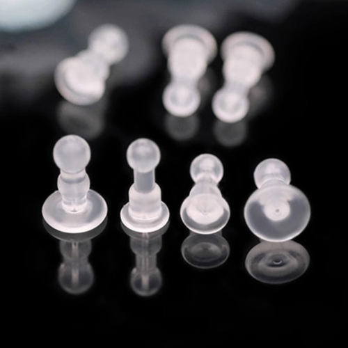 耳堵防掉防扎双圆头支撑新版加长防掉落透明耳塞耳环耳钉配件耳帽 - 图1