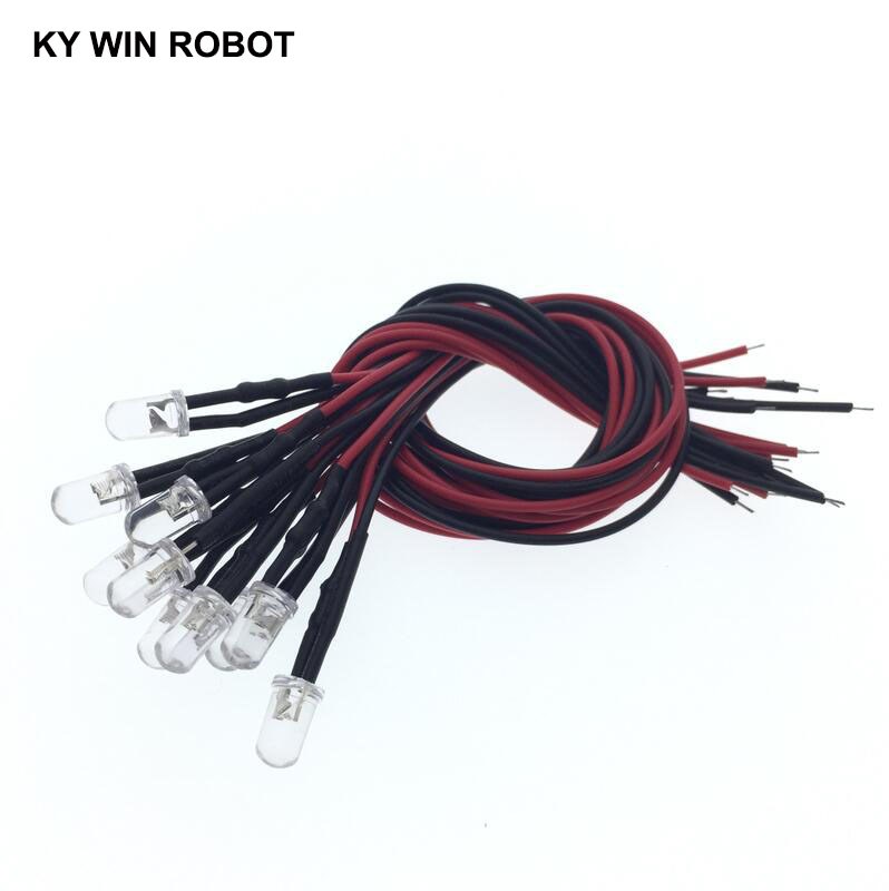 10PCS 3mm LED 5-12V 20cm Pre-wired White Red Green Blue Yell - 图2