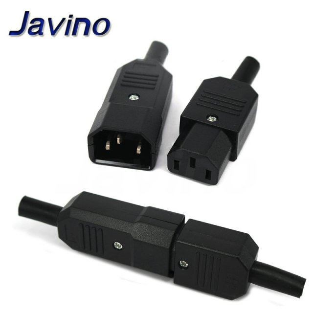 Straight Cable Plug Connector C13 C14 10A 250V Black female& - 图3