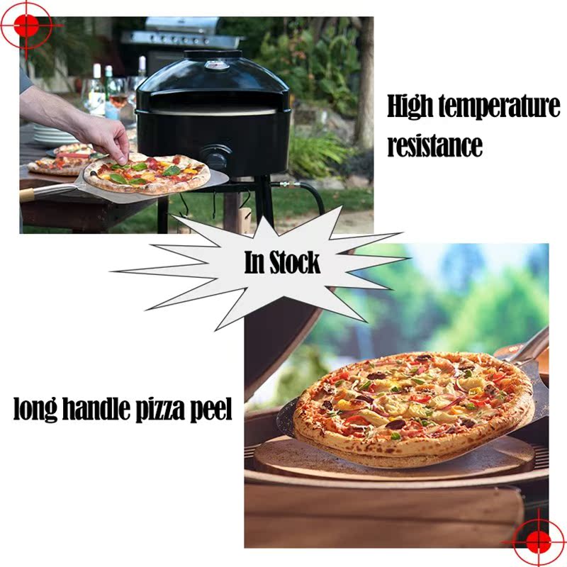 Aluminum 9 Inch Pizza Peel Shovel with Wooden Handle Cake Sh - 图3