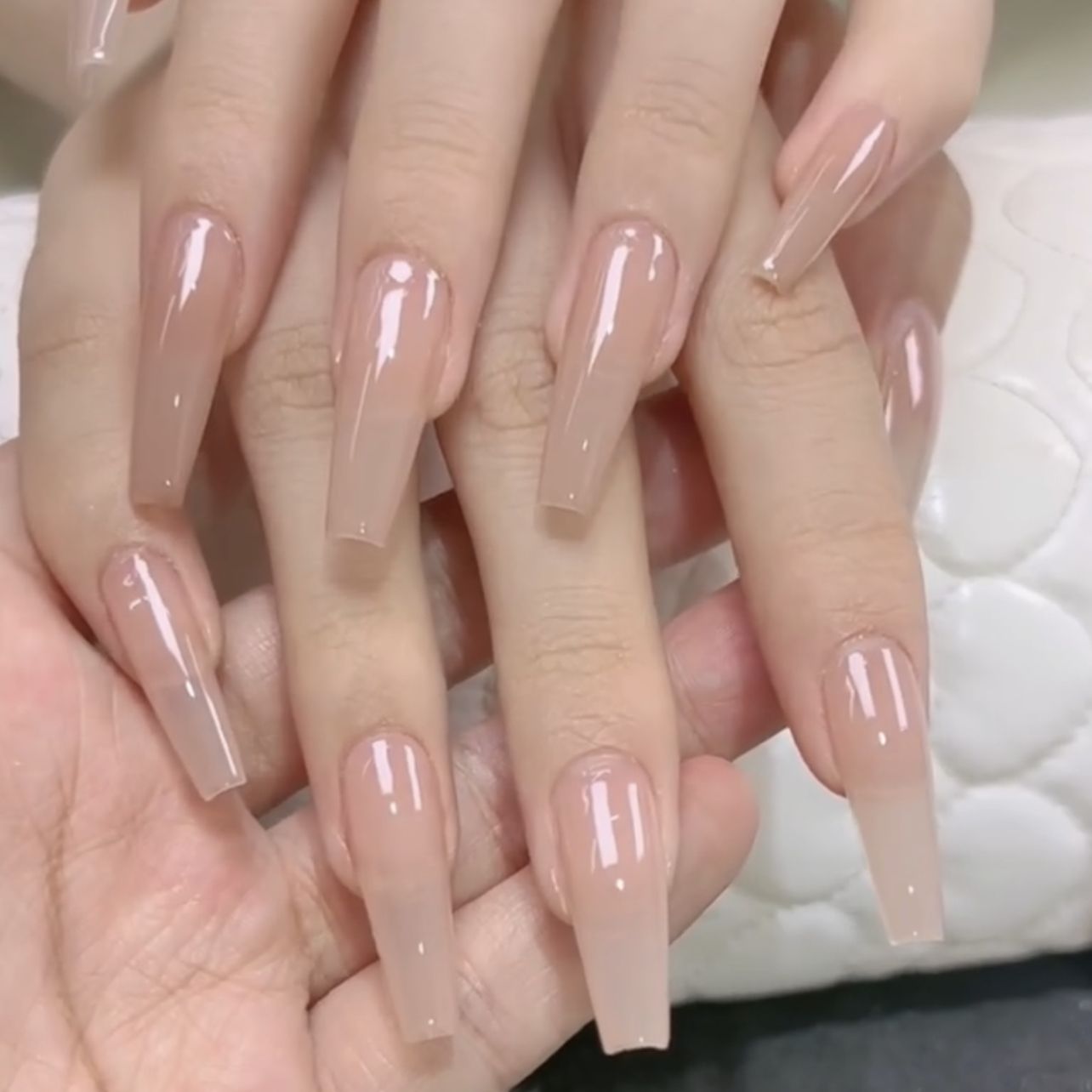 纯手工穿戴甲美甲加长t款纯色裸色简约气质显白高级感ins甄嬛美甲 - 图3