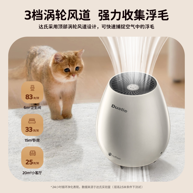 瑞典达氏宠物除味净化器吸附猫毛去异味除臭紫外线除菌空气消毒机