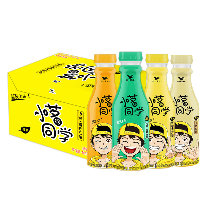 统一小茗同学480ml/瓶装冷泡茶青柠红茶冰橘绿茶清爽果味茶饮料