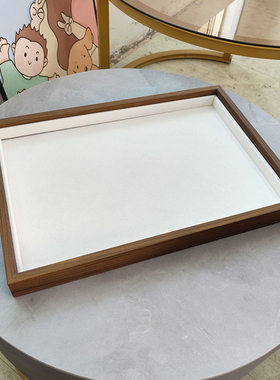 加大胡桃木纹米色绒布空盘珠宝首饰品耳环项链佛珠拍照盘直播卖货