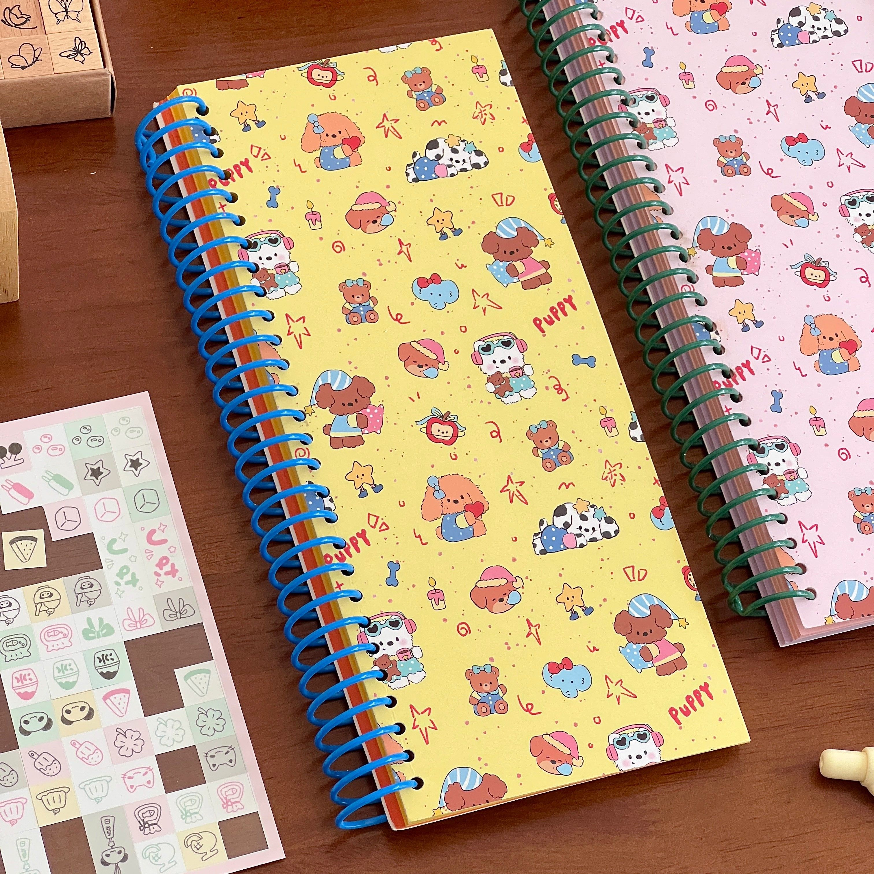 可爱小狗彩色内页a6线圈本高颜值创意学生便携笔记本手账日记本子,淘宝优惠券,粉丝福利购,淘宝优惠卷