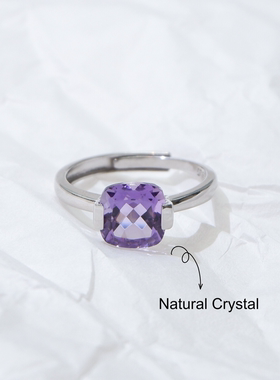 925纯银智慧石彩宝紫水晶戒指女
