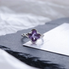 Four-leaf clover sterling silver amethyst ring light luxury index finger ring