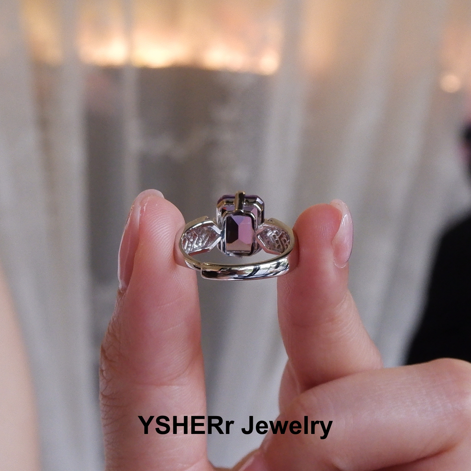 S925 sterling silver inlaid ring for women with light luxury and high-end feel