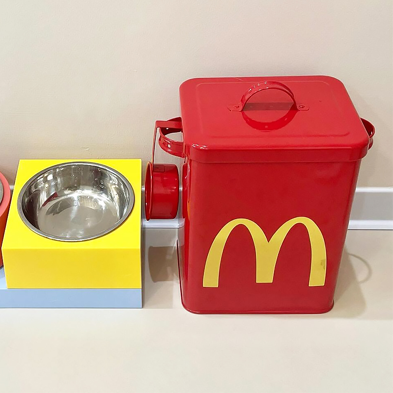 麦当劳猫粮桶狗粮储存桶密封防潮防虫宠物粮储粮桶大容量铁桶米桶 - 图1