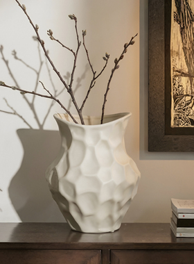 黑色轻奢高级感小众陶瓷花瓶客厅茶几装饰摆件轻奢高级感艺术花器