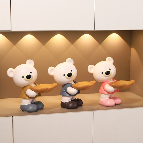 小熊玄关入户门钥匙收纳摆件置物架客厅电视餐边柜家居装饰品摆件 - 图1