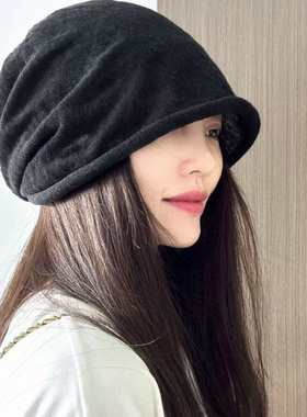 大头围亚麻镂空堆堆帽女春夏季