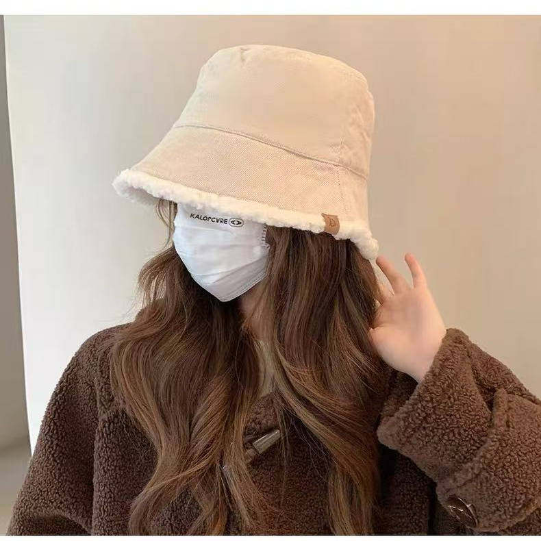 双面可戴羊羔毛渔夫帽女秋冬加厚保暖百搭毛绒盆帽显脸小水桶帽子,淘宝优惠券,粉丝福利购,淘宝优惠卷